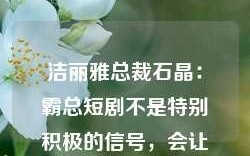 洁丽雅总裁石晶：霸总短剧不是特别积极的信号，会让很多好影视作品被埋没