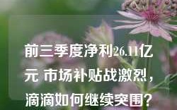 前三季度净利26.11亿元 市场补贴战激烈，滴滴如何继续突围？