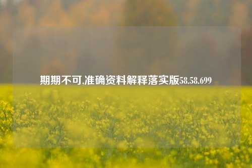 期期不可,准确资料解释落实版58.58.699