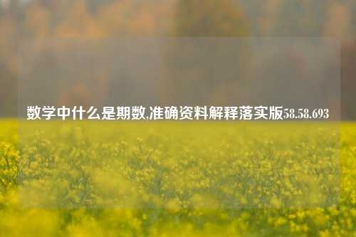 数学中什么是期数,准确资料解释落实版58.58.693