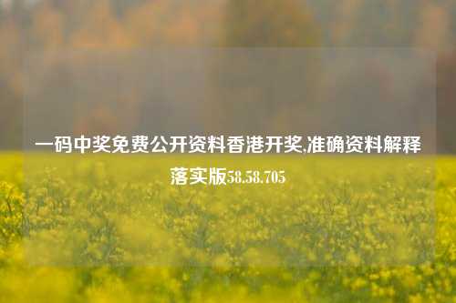 一码中奖免费公开资料香港开奖,准确资料解释落实版58.58.705  第1张