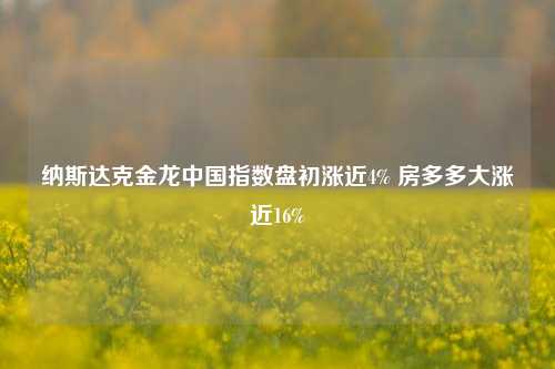 纳斯达克金龙中国指数盘初涨近4% 房多多大涨近16%