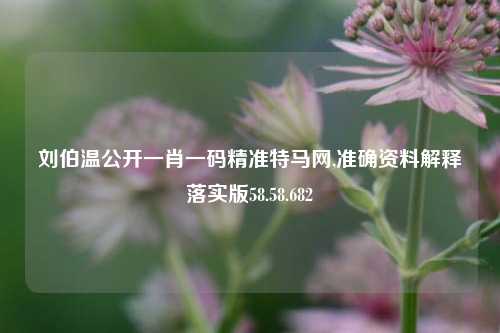 刘伯温公开一肖一码精准特马网,准确资料解释落实版58.58.682