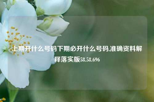 上期开什么号码下期必开什么号码,准确资料解释落实版58.58.696