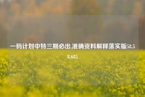 一码计划中特三期必出,准确资料解释落实版58.58.685