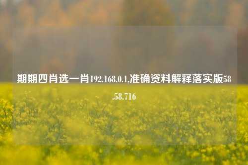 期期四肖选一肖192.168.0.1,准确资料解释落实版58.58.716