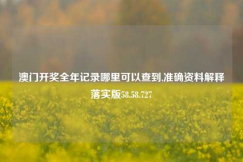 澳门开奖全年记录哪里可以查到,准确资料解释落实版58.58.727