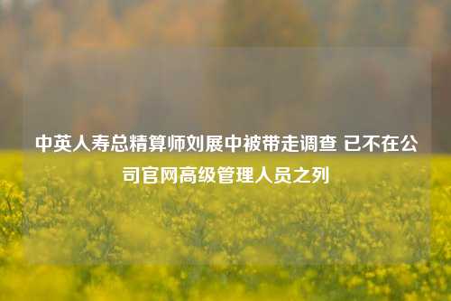 中英人寿总精算师刘展中被带走调查 已不在公司官网高级管理人员之列