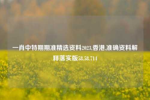 一肖中特期期准精选资料2023,香港,准确资料解释落实版58.58.714