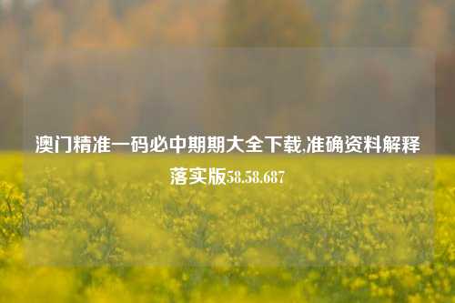 澳门精准一码必中期期大全下载,准确资料解释落实版58.58.687