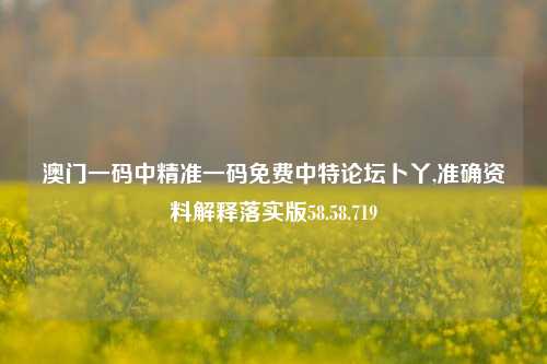 澳门一码中精准一码免费中特论坛卜丫,准确资料解释落实版58.58.719