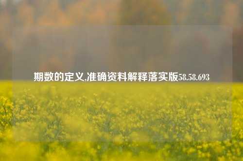 期数的定义,准确资料解释落实版58.58.693