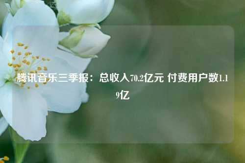 腾讯音乐三季报：总收入70.2亿元 付费用户数1.19亿