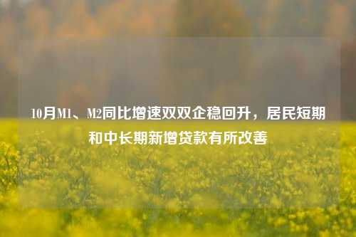 10月M1、M2同比增速双双企稳回升，居民短期和中长期新增贷款有所改善